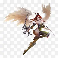 手持武器长着翅膀的美少女战士
