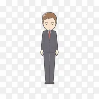 卡通人物男士低头闭眼表情