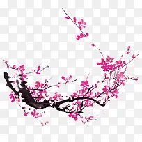水墨桃花中国风装饰图案