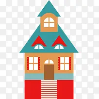卡通蓝色小屋