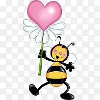卡通小蜜蜂和爱心