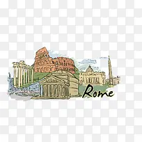 罗马涂鸦矢量插画