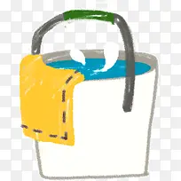 手绘油彩画提桶水桶