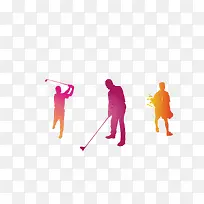 矢量彩色高尔夫球员三款