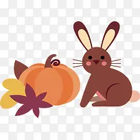 秋天兔子和南瓜