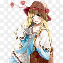 戴帽子黄头发的女生