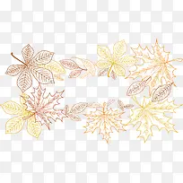 手绘的秋天枫叶标题框花纹