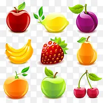 苹果,香蕉,草莓,梨,西瓜水果矢量