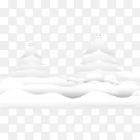手绘白色大雪松树图案