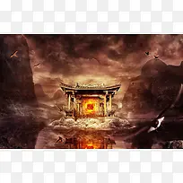 大气游戏场景海报背景