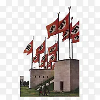 二战德国纳粹旗飘扬