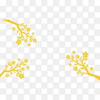 精美树枝上的金色梅花矢量图