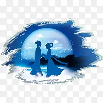夜空下的古代情侣七夕
