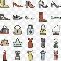 各种鞋子图标裙子图标服装图标