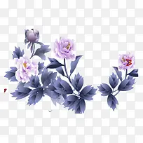 彩绘紫色牡丹花图片