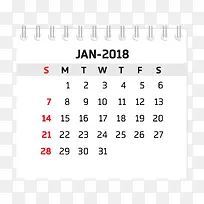 黑白色2018一月台历