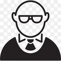 秃头的戴眼镜的男人图标