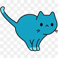 蓝色站立的猫咪