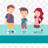 卡通小学生矢量图