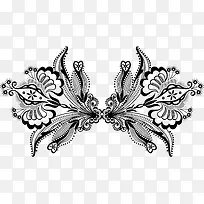 矢量手绘黑白花纹