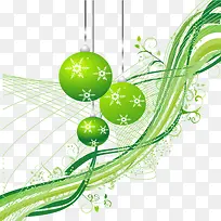 圣诞绿色吊球装饰矢量图