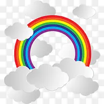 矢量彩虹和白云
