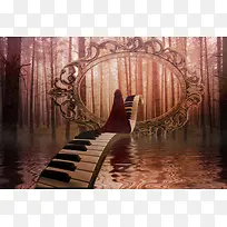 魔镜琴键巫婆神秘树林