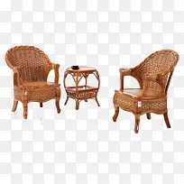 编织茶几和藤椅