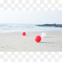 海水海浪红色白色球