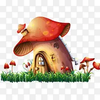 矢量手绘蘑菇房子