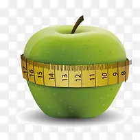 苹果 青苹果 测量尺子