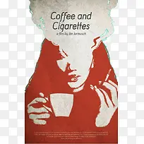 海报设计抽烟饮茶的女子