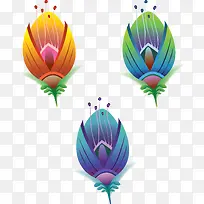 3款彩色花苞矢量图