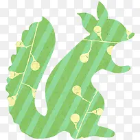 绿色条纹松鼠装饰图案