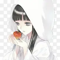 拿苹果的可爱少女