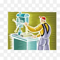 模具矢量工人版画
