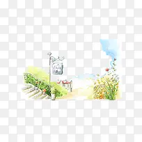 手绘街景