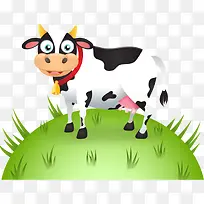 矢量草地上的奶牛