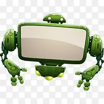 未来科技绿色大屏机器人