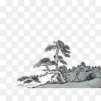 古典水墨松树美景