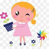 卡通女孩花朵