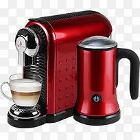 咖啡机红色双十二电器促销素材