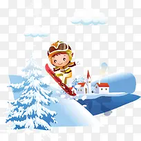 雪景滑雪冬季旅游素材