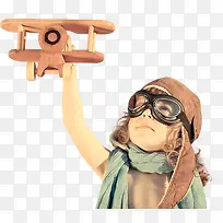 玩木头飞机的男孩海报背景
