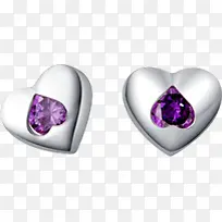 心形紫色钻石耳钉