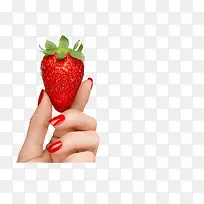 红色指甲拿着水果