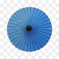 蓝色花折伞png素材