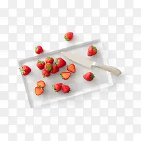 俯视盘子刀具草莓图片