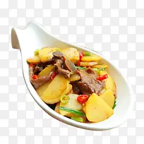 土豆片炒卤鸡胗