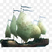 古老帆船模型海报背景